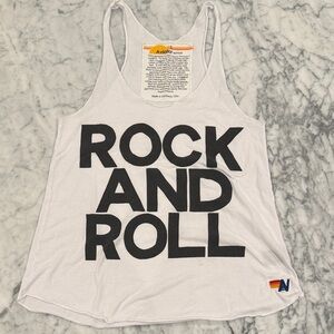 Aviator Nation White Rock and Roll Tank Top